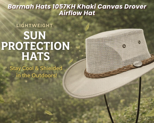 Barmah Hats 1057KH Khaki Canvas Drover Airflow Hat