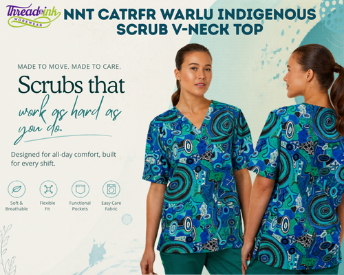 NNT CATRFR Warlu Indigenous Scrub V-Neck Top