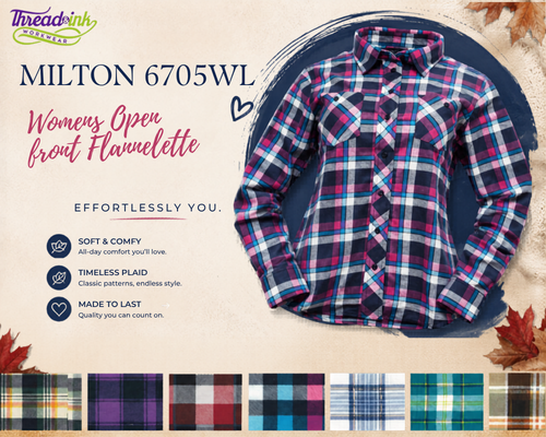 Milton 6705WL Womens Open front Flannelette