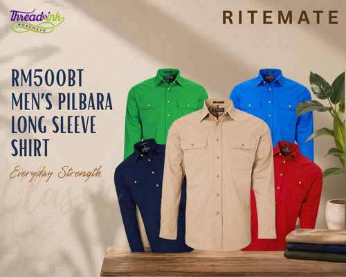 Ritemate RM500BT Men’s Pilbara Long Sleeve Shirt