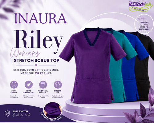 INAURA Riley Womens Stretch Scrub Top