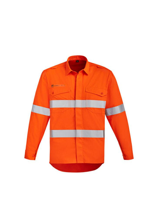 ZW145 Mens Orange Flame HiVis Open Front Shirt