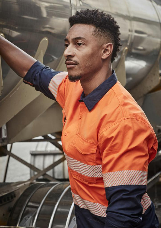 ZW229 Mens Rugged Cooling HiVis Segmented Tape L/S