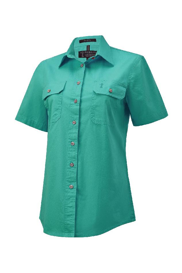 RM600BTS Women's Pilbara Open Front S/S Shirt - Thread and Ink Workwear