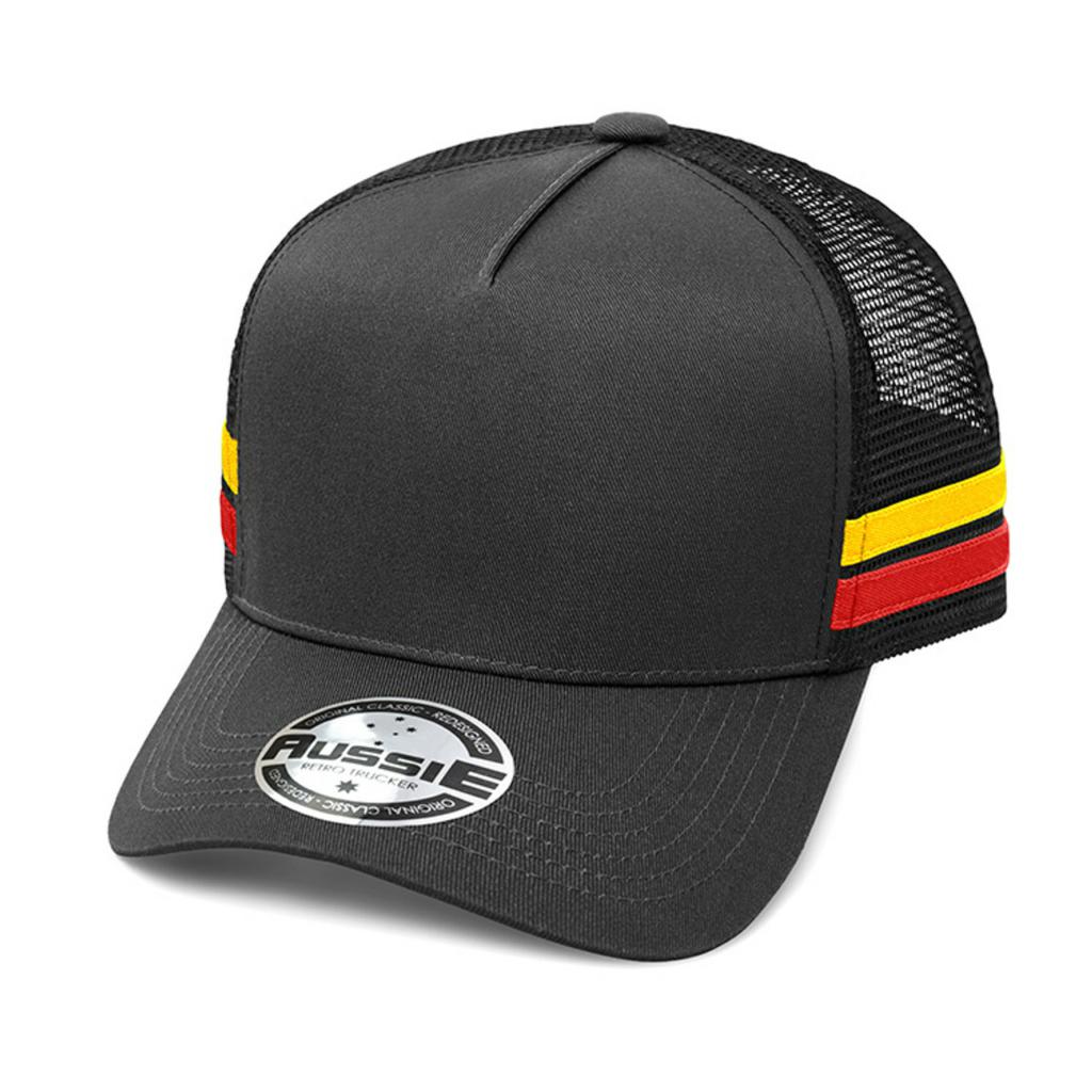 Grace Collection AH456 A-Frame Striped Trucker Cap w/ Logo - QTY 50 - Thread and Ink Workwear