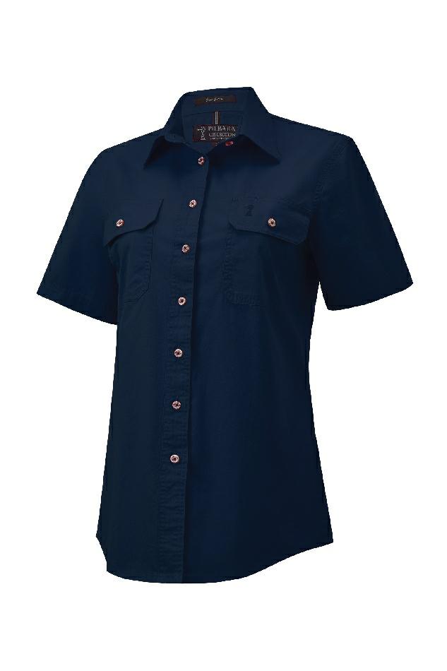 RM600BTS Women's Pilbara Open Front S/S Shirt - Thread and Ink Workwear