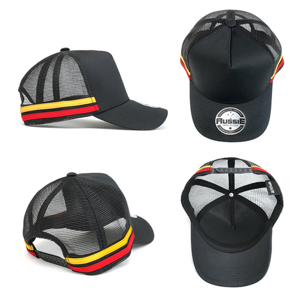A-Frame Striped Trucker Cap - Stylish 5-Panel Mesh Back Hat with Double ...