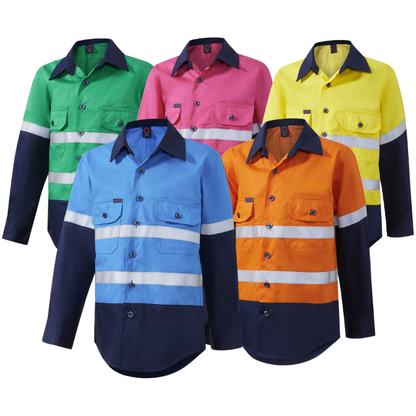 Ritemate Kids Open Front Hi-Vis L/S Shirt RM4050R