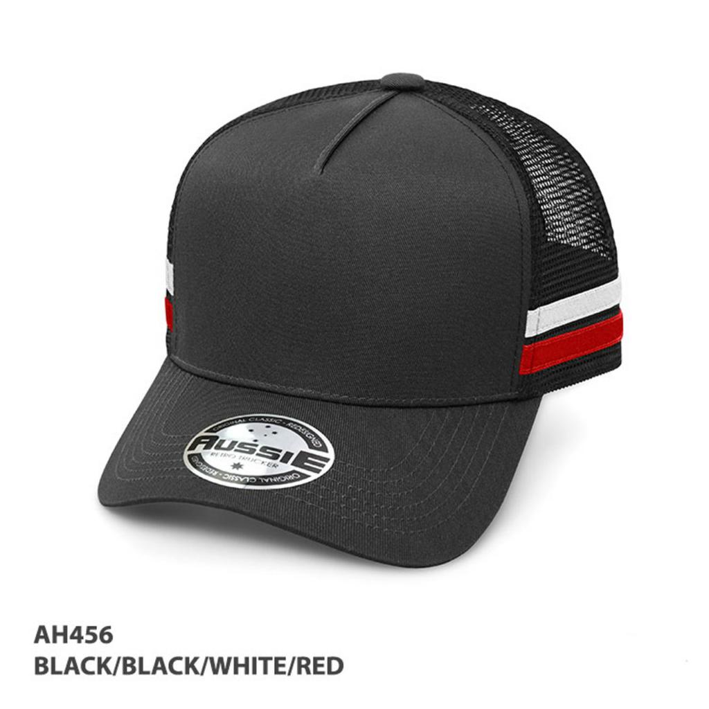 Grace Collection AH456 A-Frame Striped Trucker Cap w/ Logo - QTY 50 - Thread and Ink Workwear