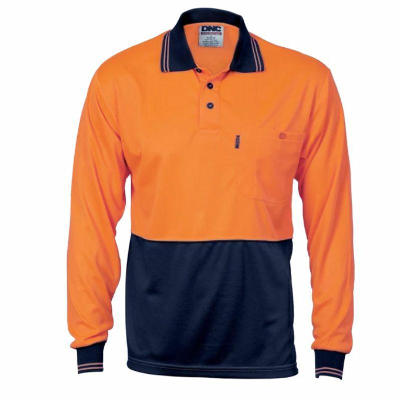 HiVis Two Tone Cool Breathe Polo Shirt, Long Sleev