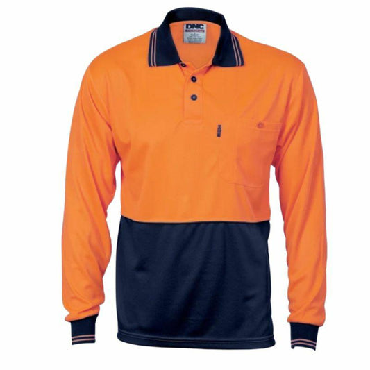 HiVis Two Tone Cool Breathe Polo Shirt, Long Sleev