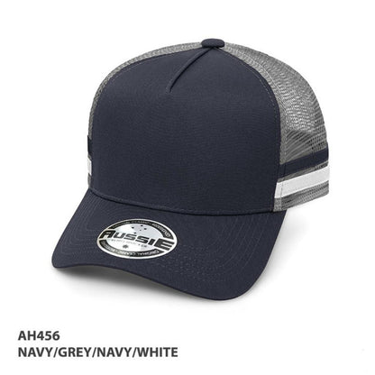 Grace Collection AH456 A-Frame Striped Trucker Cap w/ Logo - QTY 250