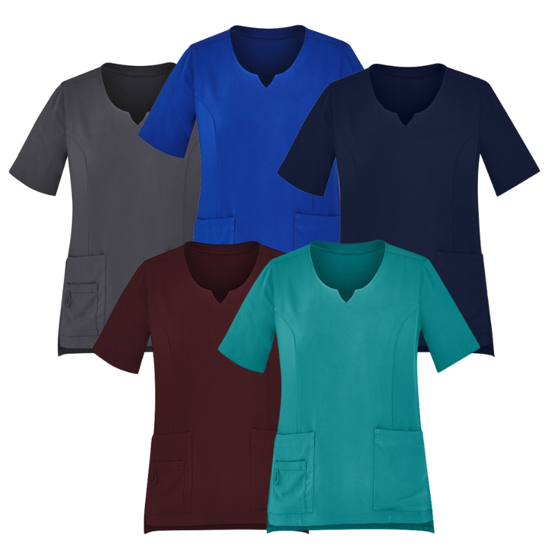 Biz Care CST942LS Womens Round Neck Scrub Top