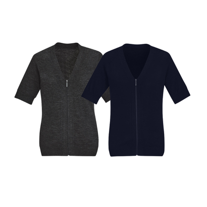 Biz Care CK962LC Womens Zip Front S/S Cardigan