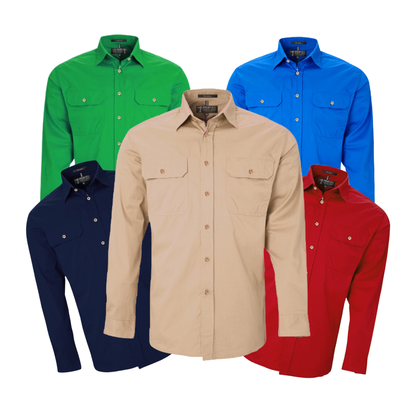 Pilbara RM500BT Mens Open Front L/s Shirt 2XS-XL