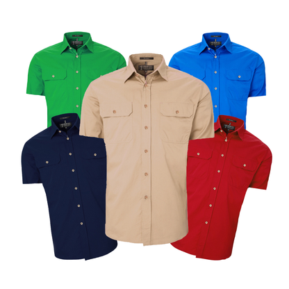 Pilbara RM500BTS Mens Open Front S/S Shirt
