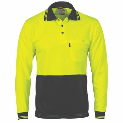 HiVis Two Tone Cool Breathe Polo Shirt, Long Sleev