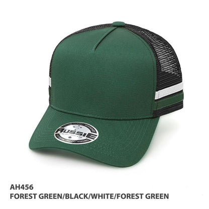 Grace Collection AH456 A-Frame Striped Trucker Cap w/ Logo - QTY 50 - Thread and Ink Workwear