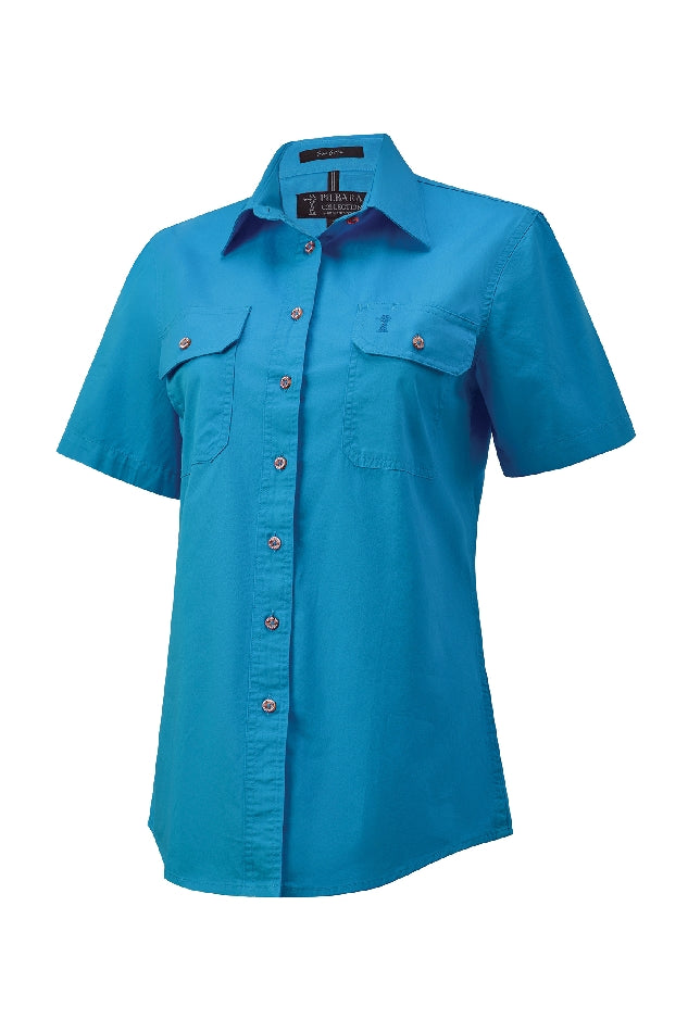 RM600BTS Women's Pilbara Open Front S/S Shirt - Thread and Ink Workwear