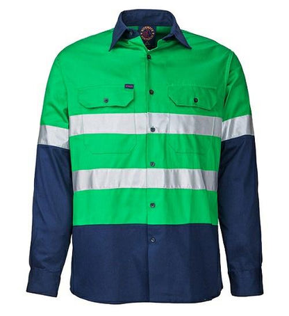 Ritemate 2 Tone Open Front L/S 3M Tape RM1050R - Thread and Ink Workwear