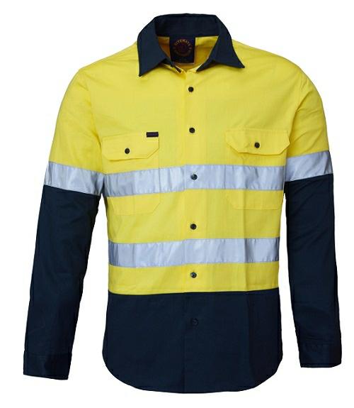 Ritemate 2 Tone Open Front L/S 3M Tape RM1050R - Thread and Ink Workwear