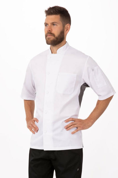 Chef Works V-Series Mens Grey Valais Chef Jacket - Thread and Ink Workwear