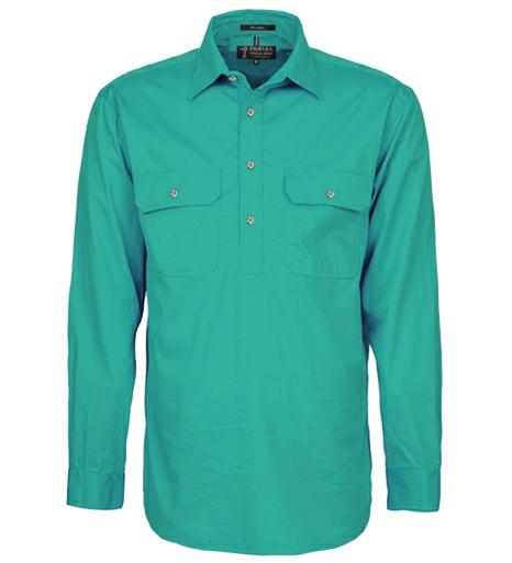 PRY シュウト Super100's Button-front Shirt Pilbara RM200CF Men's Long Sleeve Light Weight Closed Front Shirt
