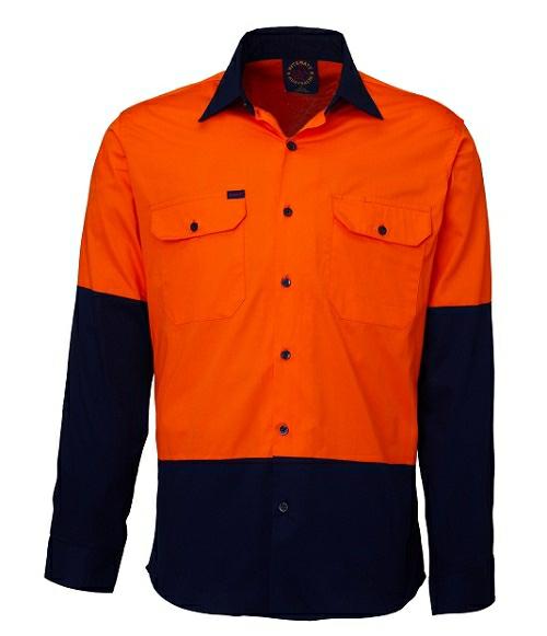 Ritemate Vented Open Front L/S Shirt RM107V2 - Thread and Ink Workwear
